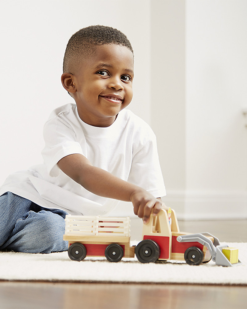 melissa & doug wooden farm & tractor play set